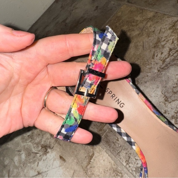 Women’s Call it Spring Brand Floral Checkered Women's Block Heels Size 7.5 - Picture 12 of 16